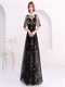 Pegasus Stars & Moon Pattern Lace Black Prom Dress Half Lining Skirt