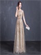 Twinkling Stripe A-line Floor Length Evening Night Dress In Champagne