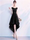 2018 Hot Sale Amazon Style Black V Lace High Low Prom Party Dress
