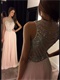 Scoop Blush Chiffon Floor Length Special Occasion Formal Dress Beading