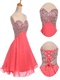 V-Shaped Empire Waist Short Chiffon Prom Dress Has Crystals