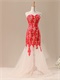Elegant Mermaid Champagne Prom Dress With Red Chemical Lace