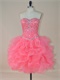 Watermelon Organza Puffy Ruffles Knee Length Mini Nightclub Dress Cute