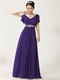 Eggplant Purple V Neck Falbala Chiffon Dress For Women Under 90