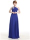 One Shoulder Royal Blue Chiffon Prom Dress Customized Tailoring Plus