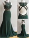 Column Hunter Green Chiffon Amazing Stage Celebrity Dress Open Back Sexy