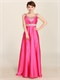 Hot Pink Friends Gathering Decency Prom Party Dress Beaded