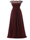 Exquisite Lace Scoop Neck Burgundy Mother Of Bride Prom Dress