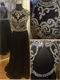 Black Ceremonial Prom Dress Fully Silver Squiggly Cup Chain Bodice