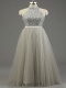 Halter Top Floor Length Multilayered Silver Tulle Grande Toilette