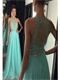 High Collar Floor Length Mint Apple Green Chiffon Celebration Gowns