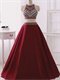 Pretty Burgundy Halter Floor Length Social Evening Dress Two Pieces