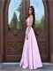 Two Part Sweetheart Pink Satin Long Girl Prom Dress See-Through Back