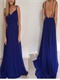 Lightsome Royal Blue Chiffon Long Graduation Dress Spaghetti Straps