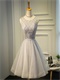 Scoop Silver Lace Knee Length Homecoming Dress For Young Girl