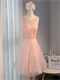 Puffy Tulle Knee Length Blush Homecoming Bridesmaids Dress Under 80