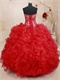 Four Pieces Separated Bodice/High Low/Knee Length/Red Quince Ball Gown Detachable