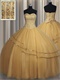 Gold Tulle Quinceanera Prom Pageant Ball Gown 2019 Custom Made Plus Size