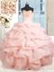 Floor Length Blush Bubble Sweet 16 Ball Gown Detachable Two Pieces Top and Bottom