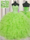 Strips Full Silver Beadwork Spring Green Birthday Party Ball Gown Daughter Gift