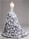 Custom Made Silver Taffeta Bubble Quinceanera Ball Gown With Sparkle Tulle