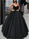 Goth Style Black Puffy Ruching Ball Gown Without Any Details For Cheap