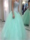 Full Crystals Bodice Mint Apple Green Cheap Girls Prom Ball Gown Under 180