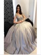 Silver Off Shoulder Satin High Quality Puffy Prom Pageant Dress