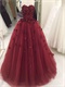 Popular Color Burgundy Handmade Flolwers Quinceanera And Her Court