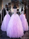 Lilac Puffy Tulle Densely Ruffles Floor Length Prom Ball Gown Has Pearl
