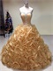 Curly Ruffles Skirt Fair Quinceanera Ball Gown By Shiny Gold Organza