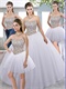 Silver and Gold Mixed Rhombus Beadwork Basque Detachable Four Pieces Ball Gown