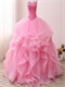 Hot Pink Sweetheart Floor-Length Puffy Elastic Horsehair Ruffles Ball Gown
