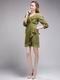 V-neck 3/4 Sleeves Olive Green Short Dress To Mother Of The Bride