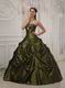 Strapless Olive Green Girls 16th Birthday Quinceanera Dress