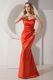 Cheap Mermaid Orange Red Prom Evening Dress Petite