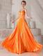 Empire Spaghetti Straps Bright Orange Cache Prom Dress