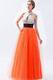 Halter Sequin A-line Orange Red Net Prom Dress In Texas