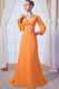 New Style Long Sleeves V-neck Orange Chiffon Prom Dress For Cheap