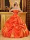 Elegant Picks-up Emberllishment Orange Red Quinceanera Dress