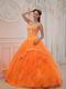 Sweetheart Orange Puffy Military Dress Quinceanera Party