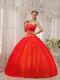 Sweetheart Style Scarlet Tulle Latest Bat Bitzvah Dress For Girl