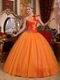 Orange One Shoulder Puffy Skirt Quinceanera Dress