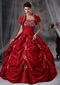 Wine Red Floor Length Picks-up Skirt Ball Gown With Jacket Like Princess