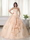 Champagne Organza Quinceanera Dress With Embroidery Emberllish Like Princess