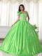 Spring Green Detachable Off Shoulder Straps Puffy Gowns Like Princess