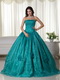 Teal Blue Strapless Skirt Teenager Wear For Quincea Party Like Princess