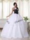 Black Bodice Strapless White Skirt Organza Dress For Quince Like Princess