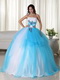 Bright Aqua and White Quinceanera Dress Multi Color Mixed Like Princess