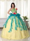 Teal and Yellow Gold Colorful Quinceanera Dress For Sale US Like Princess